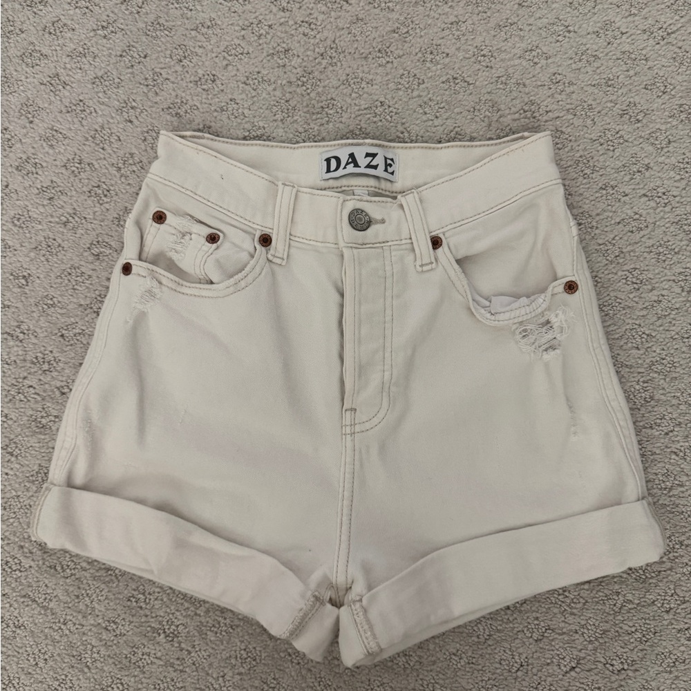 Daze Denim Shorts Women's Size 24 White High Rise